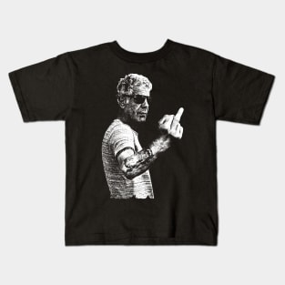 Anthony Bourdain middle finger pose Kids T-Shirt